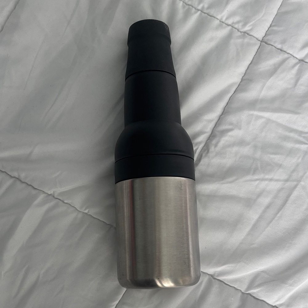 Stainless Steel and Black Bottle koozie